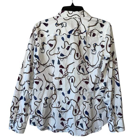 Talbots Button Up Shirt Equestrian Tassel Shirt - Picture 4 of 11